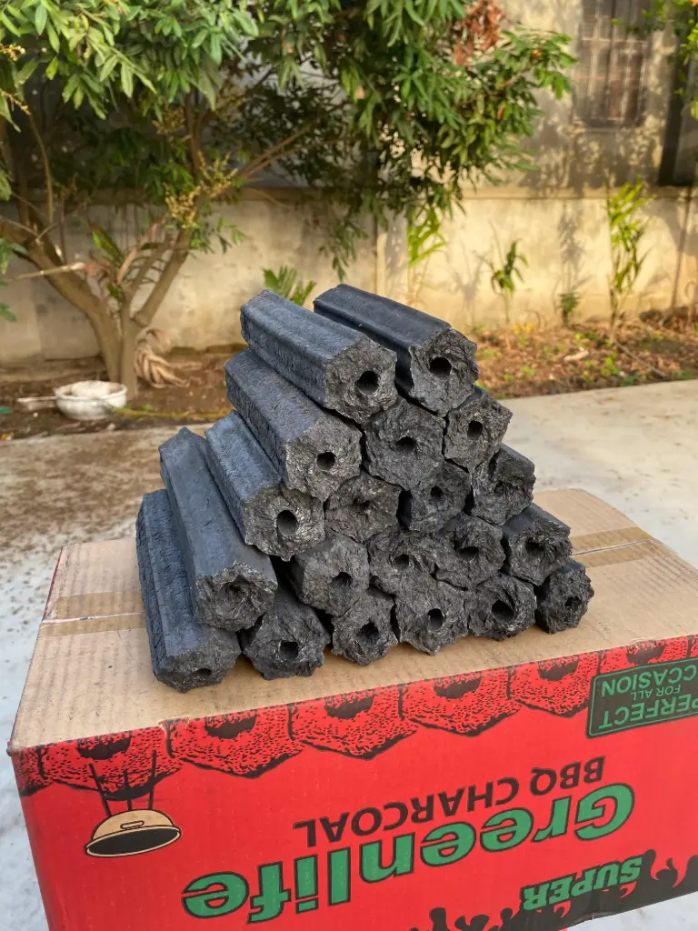 Grade AAA - Hexagon sawdust briquettes charcoal - 10kg carton 